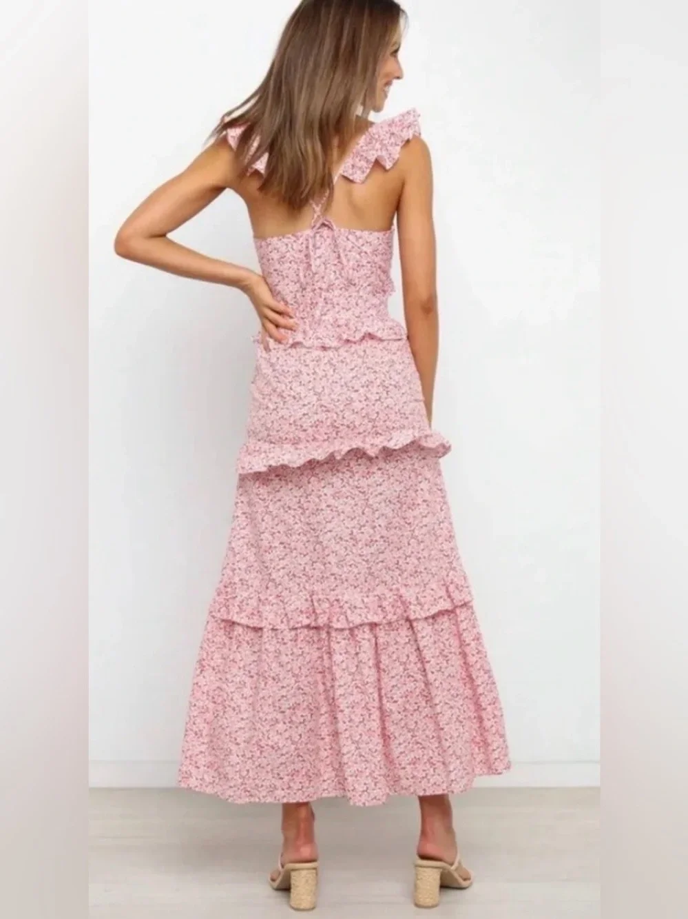 Petal & Pup Pink Floral Tiered Ruffle Maxi Dress - Picture 2 of 9